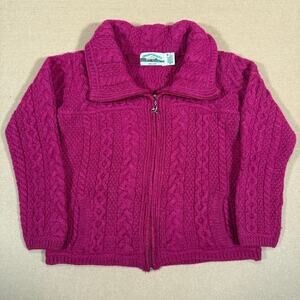 Vintage Pink Merino Wool Zip Knit Sweater Jacket Ireland Women’s Cropped Fit XS